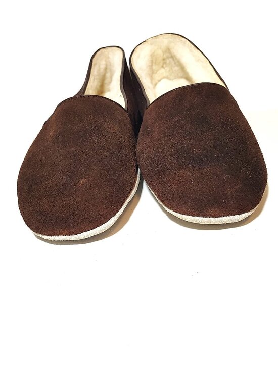 Vintage Sheepskin Shearling Slippers Suede Loafer Moccasin Men\'s 11 Deadstock